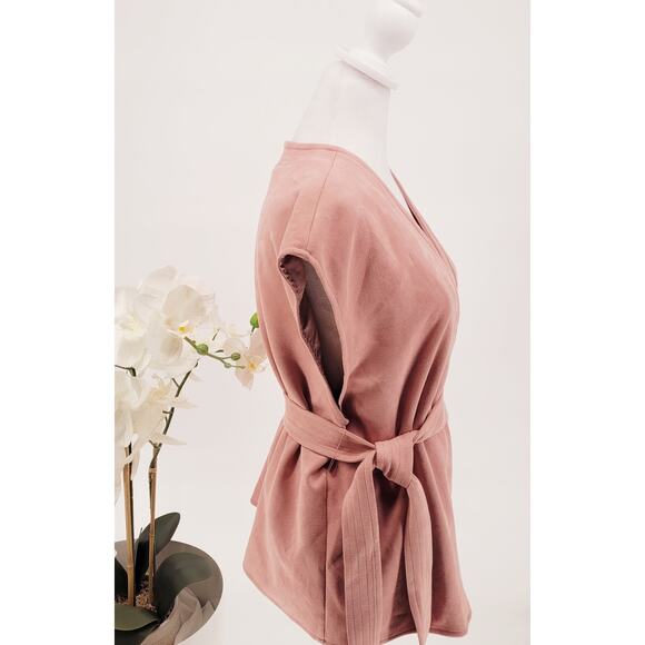 Ryegrass Womens Dusty Rose Belted Soft Terrycloth Self-Tie Wrap Vest Size XL - Picture 3 of 8